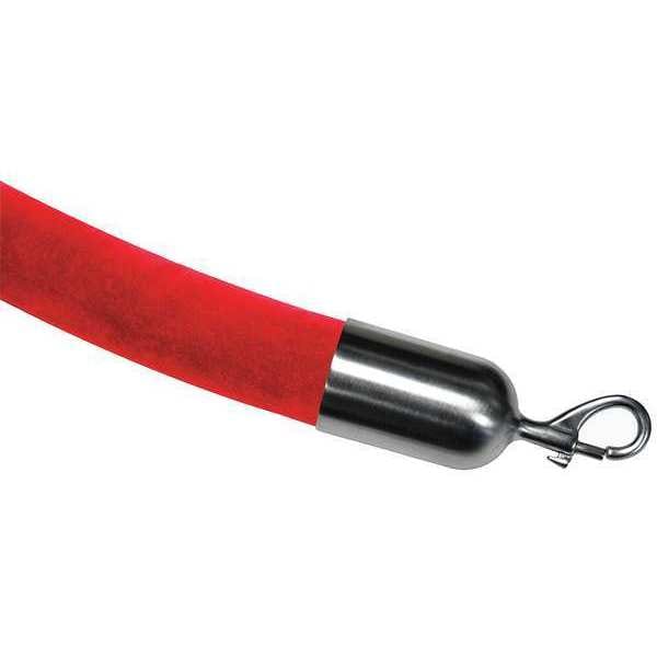 Lawrence Metal Barrier Rope, Velour, Red, 6 ft. L - ROPE-VELR-22-06/0-2-SNAP-1S