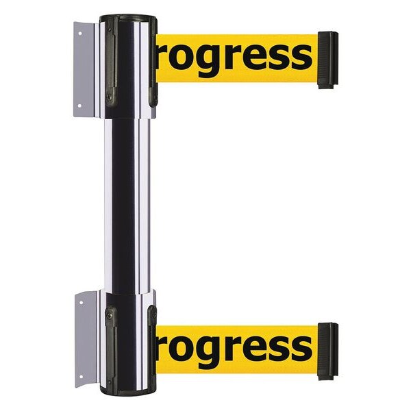 Tensabarrier Belt Barrier, Polished Chrome, 13 ft Length, 16 1/2 in Post Height, Cleaning in Progress - 896T2-1P-MAX-YCX-C