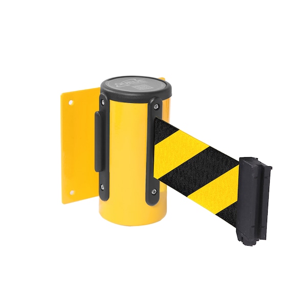 Queue Solutions WallMaster 300, Yellow, 10' Yellow/Black DANGER-FORKLIFT TRUCKS Belt - WM300Y-YBDFT100