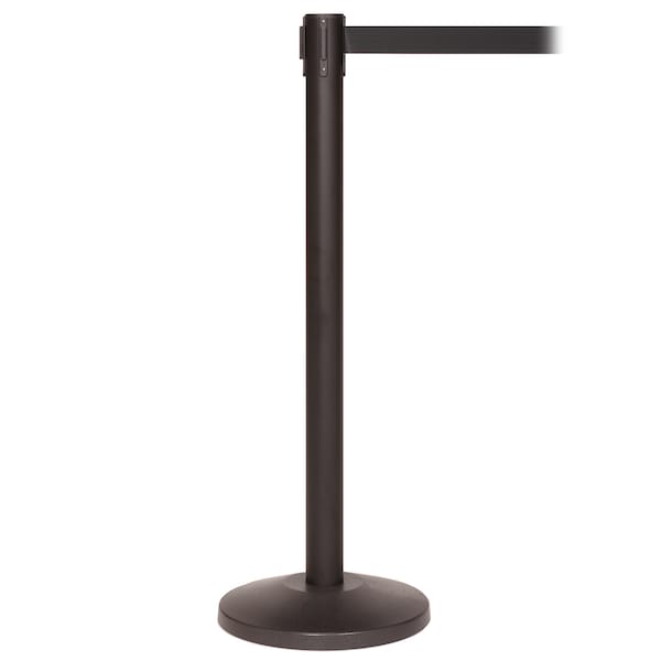 Queue Solutions QueueMaster 550, Black Post, 13' Black/White Horizontal Stripe belt - QM550B-BW130