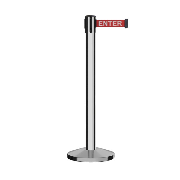 Montour Line Stanchion Belt Barrier Pol.Steel Post 16ft. Red Caution Belt - ES660-PS-CAURW-160
