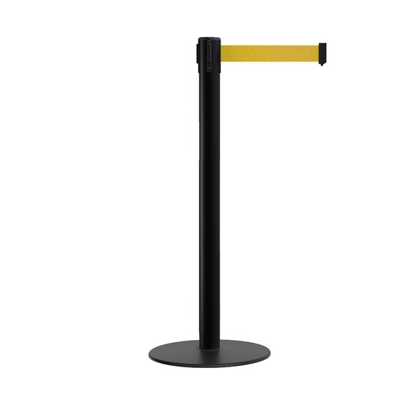 Montour Line Stanchion Belt Barrier Flat Base Black Post 11 ft. Yellow Belt - S400-BK-YW-110