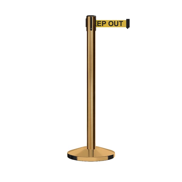 Montour Line Stanchion Belt Barrier Sat.Brass Post 7.5ftDange.Belt - ES400C-SB-DANGEYB-75
