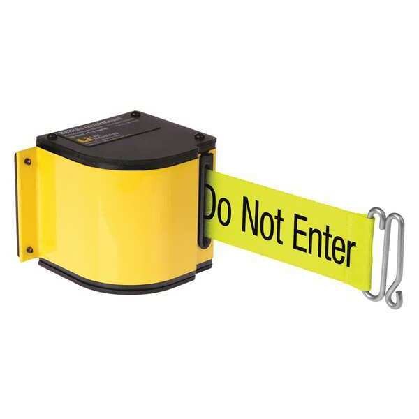 Lavi Industries Warehouse Adjustable Quick Mount Retractable Belt Barrier, Yellow, 18 ft Length, Powder Coated - 50-3016U/YL/18/FY/S6