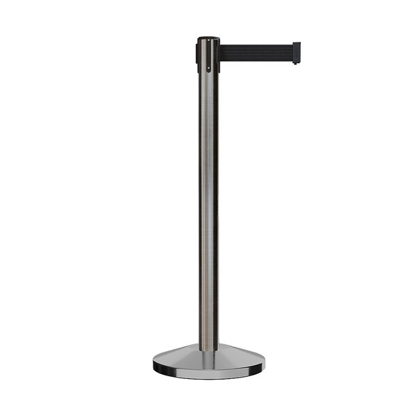 Montour Line Stanchion Belt Barrier Sat.Steel Post 13ft. Black Belt - ES400-SS-BK-130