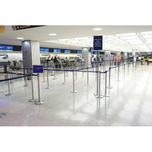 Retracta-Belt Barrier Post with Belt, Polished Chrome, 10 ft Length, 40 in Post Height, No Legend - 300PC-BL