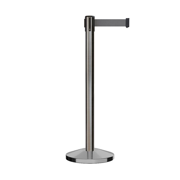 Montour Line Stanchion Belt Barrier Sat.Steel Post 13ft. Dk Gry Belt - ES400-SS-DGY-130