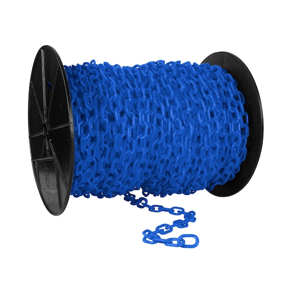 Mr. Chain 1" x 250' Sky Blue Plastic Safety Chain - Reel - 10124