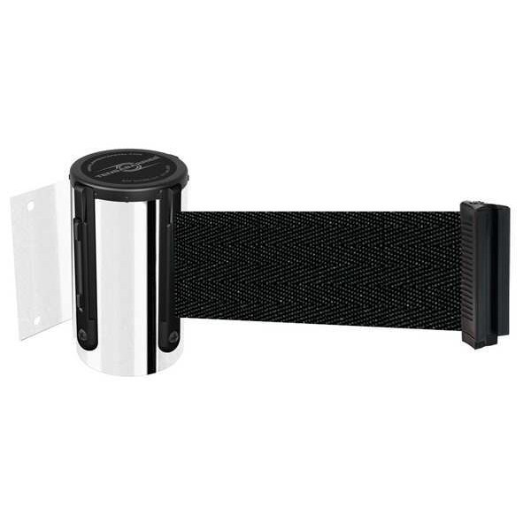 Tensabarrier Retractable Belt Barrier, Black, 7 1/2 ft Length, Polished chrome - 896-STD-1P-STD-NO-B9X-C