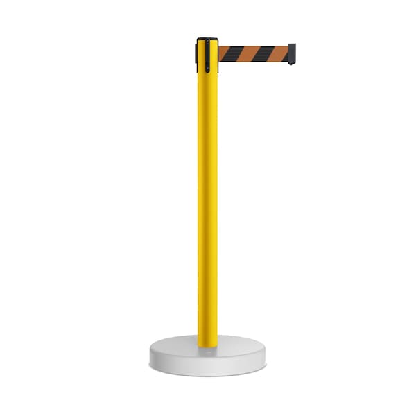Montour Line Stanchion Belt Barrier WaterFillable Base Yellow Post 7.5ftBlk/Or Belt - P400WF-YW-BOD-75