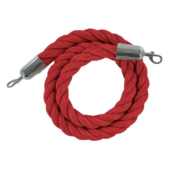 Montour Line Twisted Polyprop.Rope Red With Satin Snap Ends 8ft.Cotton Core - PPR150-80-RD-SE-SS