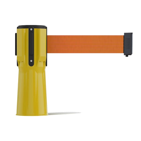 Montour Line Retractable Belt Barrier Cone Mount Yellow Case 7.5ftOrange Belt - CP100-YW-OR-75