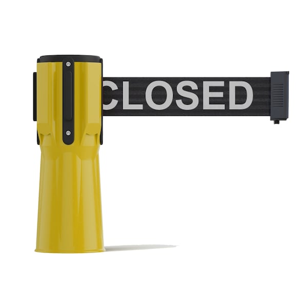 Montour Line Retractable Belt Barrier Cone Mount Yellow Case 11ft. Line.Belt - CP100-YW-THISLBW-110