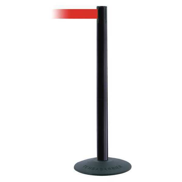Tensabarrier Barrier Post with Belt, Black, 13 ft Length, 38 in Post Height, No Legend, Unfinished - 875-33-MAX-NO-R5X-C