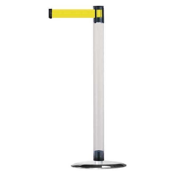 Tensabarrier Barrier Post with Belt, 7 1/2 ft Length, 38 in Post Height, No Legend, Polished chrome - TCLU-1P-STD-NO-Y5X-C