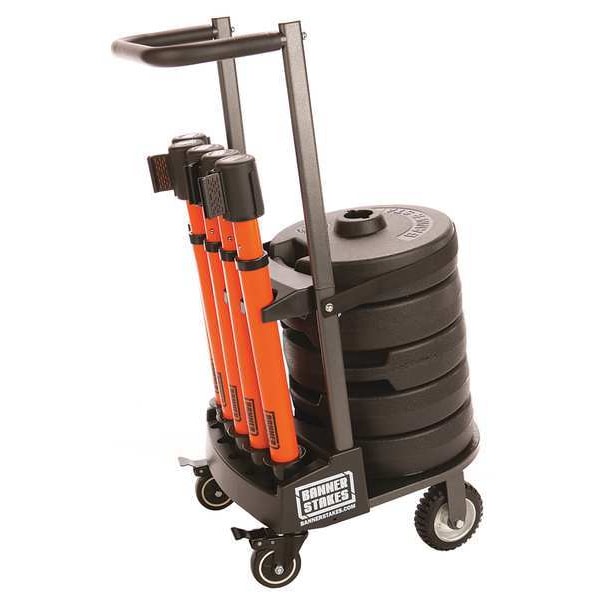 Banner Stakes Belt Barrier System, 15 ft Length, 22 in to 42 in Post Height, Danger - Forklift Traffic - PL4017