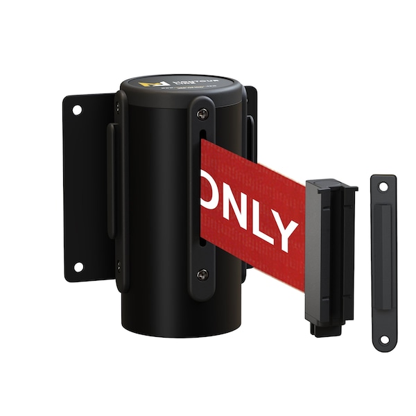 Montour Line Retr Belt Barrier Removabl BK Metal Recssd Wall Mt 11' R.Auth.Belt (F) - WM115-BK-AUTHRW-RC-S-110