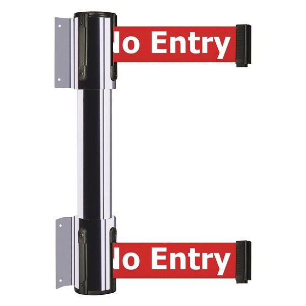 Tensabarrier Belt Barrier, Polished Chrome, 7 1/2 ft Length, 16 1/2 in Post Height, No Entry - 896T2-1P-STD-RBX-C
