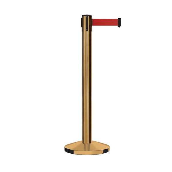 Montour Line Stanchion Belt Barrier Sat.Brass Post 14ft. Red Belt - ES660-SB-RD-140
