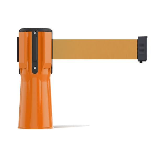 Montour Line Retractable Belt Barrier Cone Mount Orange Case 7.5ftBrown Belt - CP100-OR-BN-75
