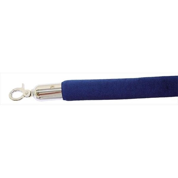 Vic Crowd Control Inc VIP Crowd Control 1661 96 in. Velour Rope with Mirror Closable Hook - Blue - 1661