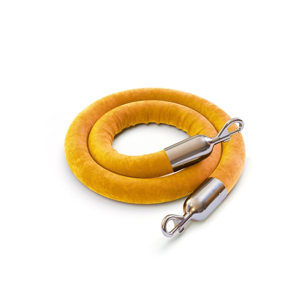 Montour Line Velvet Rope Gold With Pol. Steel Snap Ends 6ft.Cotton Core - PVR150-60-GD-SE-PS