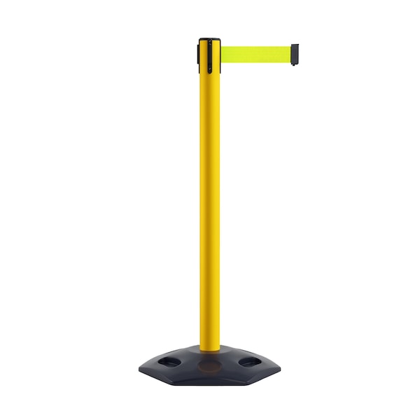 Montour Line Stanchion Belt Barrier Rubber Base Yellow Post 7.5ftFl.Yel Belt - P400RB-YW-FYW-75
