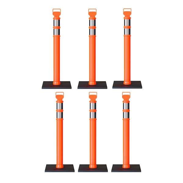 Montour Line Orange Delineator Post with Base, 45 In, 6 Pack - DL1-OR-10-6