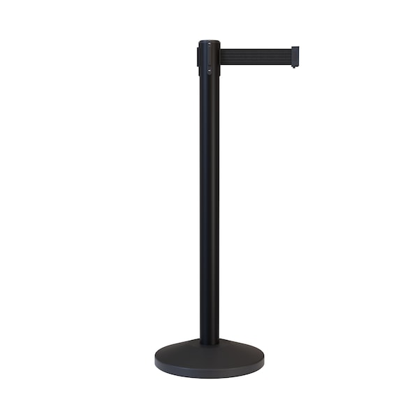 Montour Line Stanchion, Retractable Belt Barrier, Black Post, Black Belt, 7.5 ft. Length, 40 in. Post Height - ES400-BK-BK-CCW-75