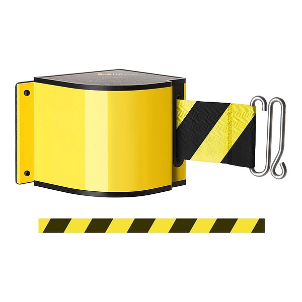 Lavi Industries Warehouse Quick Mount Retractable Belt Barrier, Yellow, 18 ft Length, No Legend, Powder Coated - 50-3016M/YL/18/SF