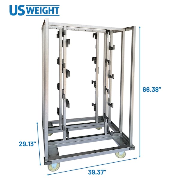 Us Weight Industrial Stanchion Cart, Holds 16 Stanchions - U2521