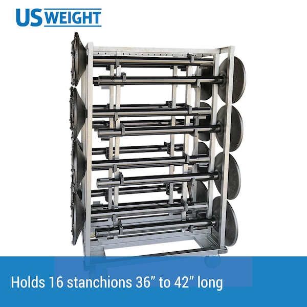 Us Weight Industrial Stanchion Cart, Holds 16 Stanchions - U2521