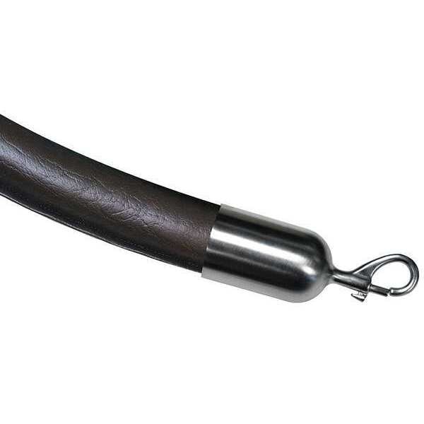 Lawrence Metal Barrier Rope, Naugahyde, Black, 6 ft. L - ROPE-NAUG-33-06/0-2-SNAP-1S