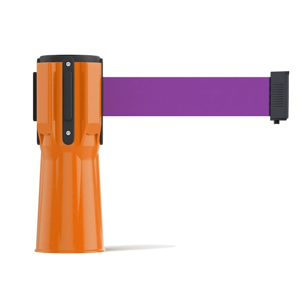 Montour Line Retractable Belt Barrier Cone Mount Orange Case 7.5ftPurple Belt - CP100-OR-PE-75