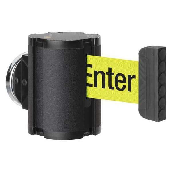 Lavi Industries Retractable Belt Barrier, Black, 15 ft Length, Caution Do Not Enter, Textured - 50-41300MG/WB/FY/F6