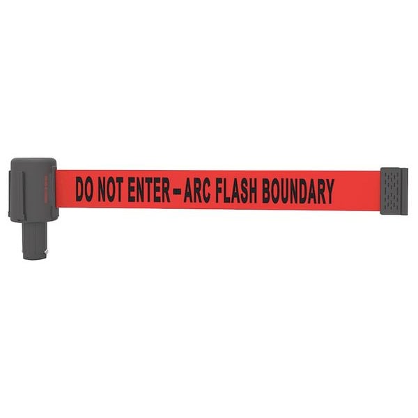 Banner Stakes Retractable Belt Barrier, Red, 15 ft Length, Do Not Enter - Arc Flash Boundary - PL4116