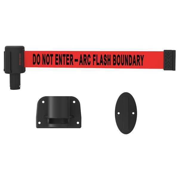 Banner Stakes Retractable Belt Barrier, Red, 15 ft Length, Do Not Enter - Arc Flash Boundary - PL4116