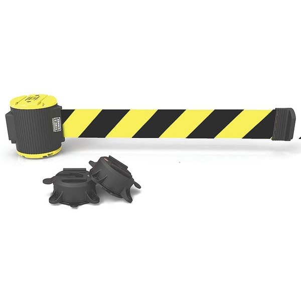 Banner Stakes Magnetic Belt Barrier, 30ftL, Yellow/Black - MH5007