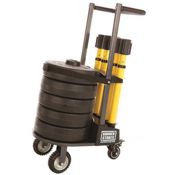 Banner Stakes Belt Barrier System, 15 ft Length, 22 in to 42 in Post Height, Caution - PL4001