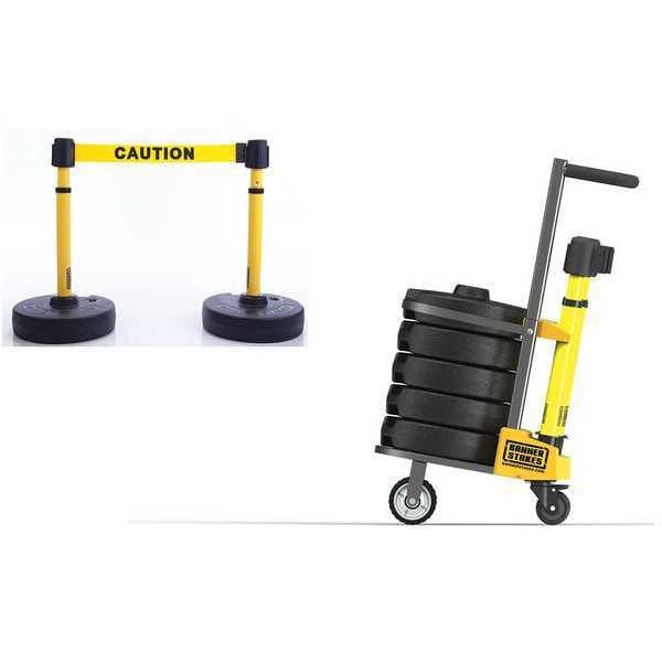 Banner Stakes Belt Barrier System, 15 ft Length, 22 in to 42 in Post Height, Caution - PL4001