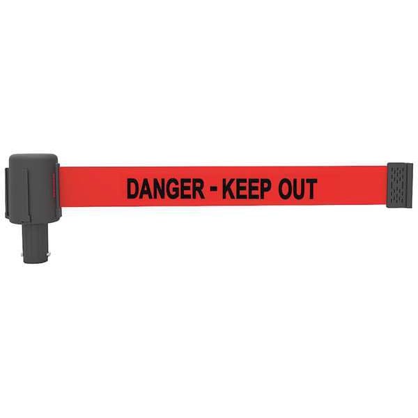 Banner Stakes Retractable Belt Head, Red, 15 ft Length, Danger Keep Out, Matte - PL4048