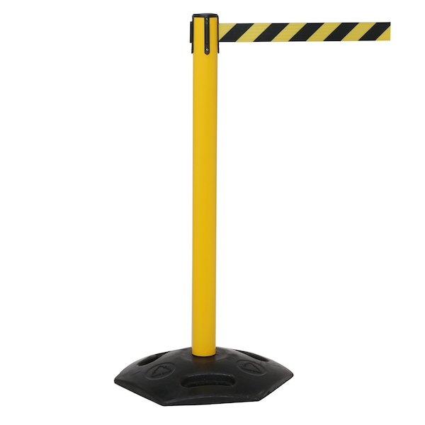 Queue Solutions WeatherMaster 250, Yellow, 11' Yellow/Black BEWARE OPEN PIT Belt - WMR250Y-YBBOP110