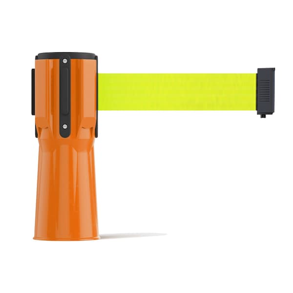 Montour Line Retractable Belt Barrier Cone Mount Orange Case 7.5ftFl.Yel Belt - CP100-OR-FYW-75