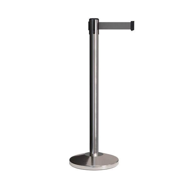 Montour Line Stanchion Belt Barrier Pol.Steel Post 11ft. Dk Gry Belt - ES400-PS-DGY-110