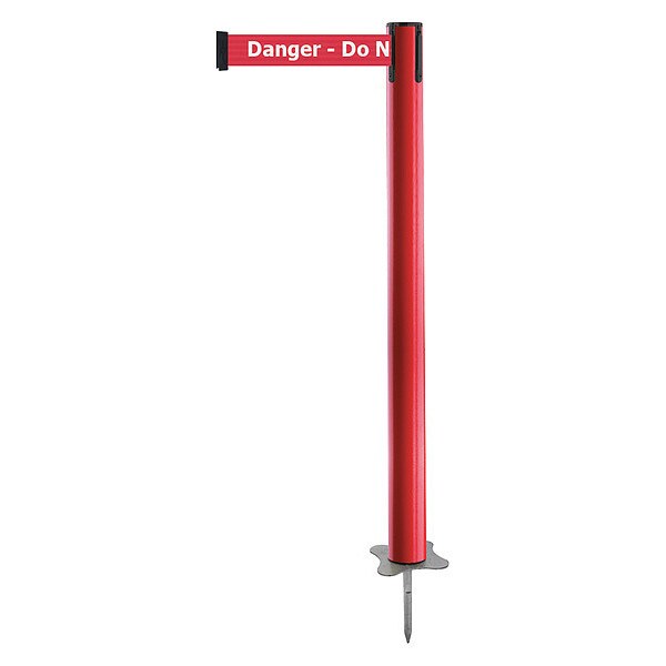 Tensabarrier Barrier Post with Belt, Red, 13 ft Length, 43 in Post Height, Danger Do Not Enter, Unfinished - 884-21-MAX-RIX-C