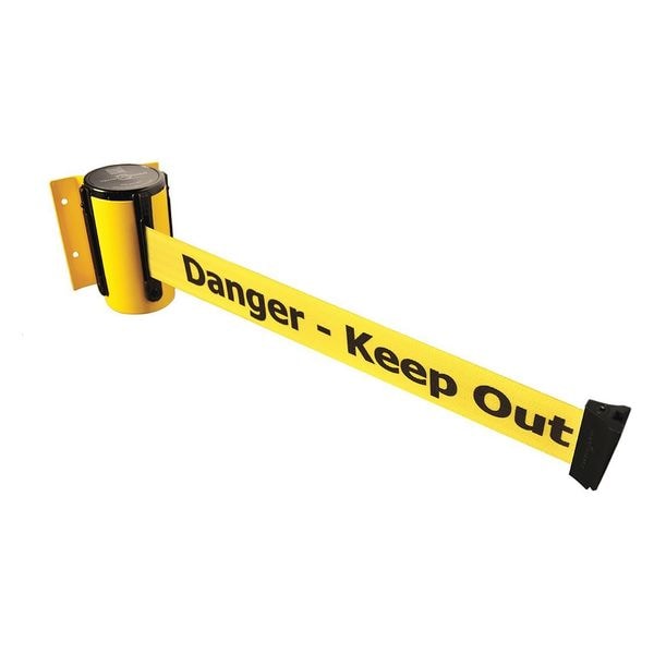 Tensabarrier Retractable Belt Barrier, 13 ft Length, Danger Keep Out, Yellow - 896-STD-35-MAX-NO-YDX-C