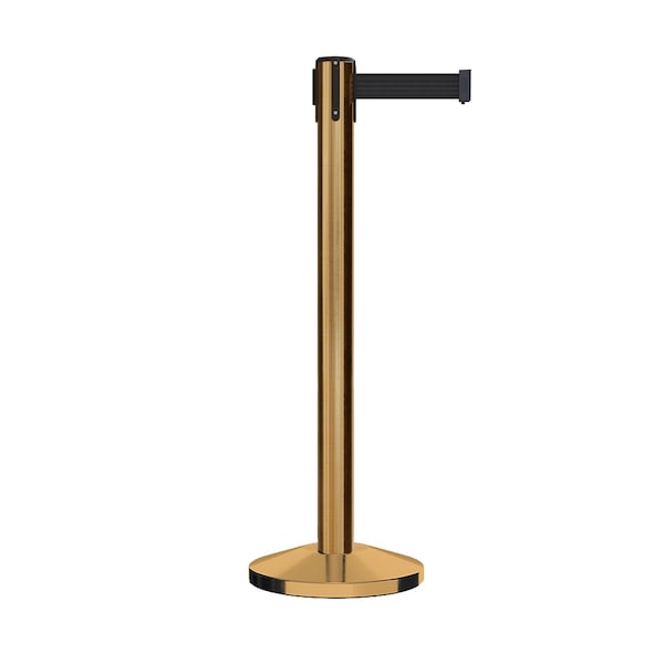 Montour Line Stanchion Belt Barrier Sat.Brass Post 14ft. Black Belt - ES660-SB-BK-140