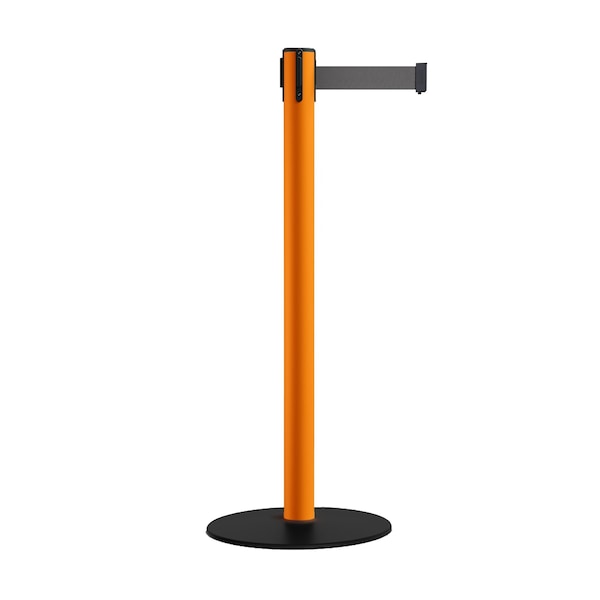 Montour Line Stanchion Belt Barrier Orange Post Low Base 13ft. Dark Gray Belt - S400-OR-DGY-130