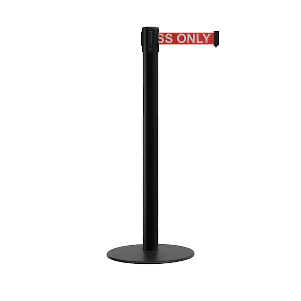 Montour Line Stanchion Belt Barrier Flat Base Black Post 7.5 ft. Red Auth. Belt - S400-BK-AUTHRW-75