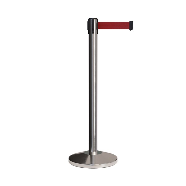 Montour Line Stanchion Belt Barrier Pol.Steel Post 7.5ftMaroon Belt - ES400-PS-MN-ML-75